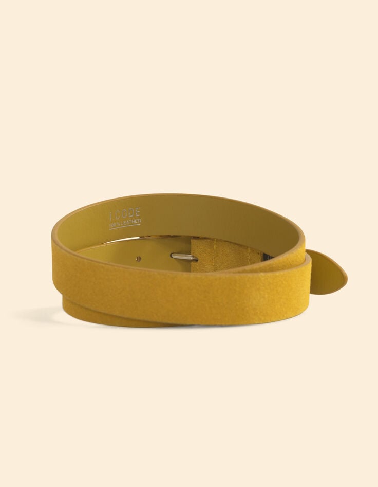 Ikks Ceinture En Daim Jaune Avec Boucle Tressée I.Code