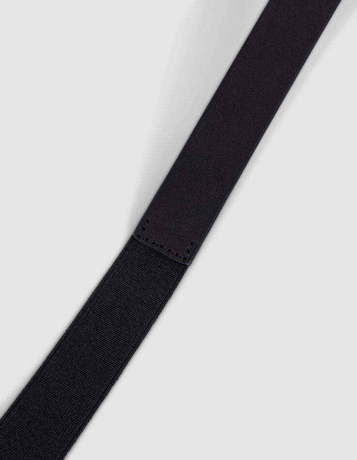 Ikks Ceinture Noire Cuir Boucle Métal Fantaisie Femme