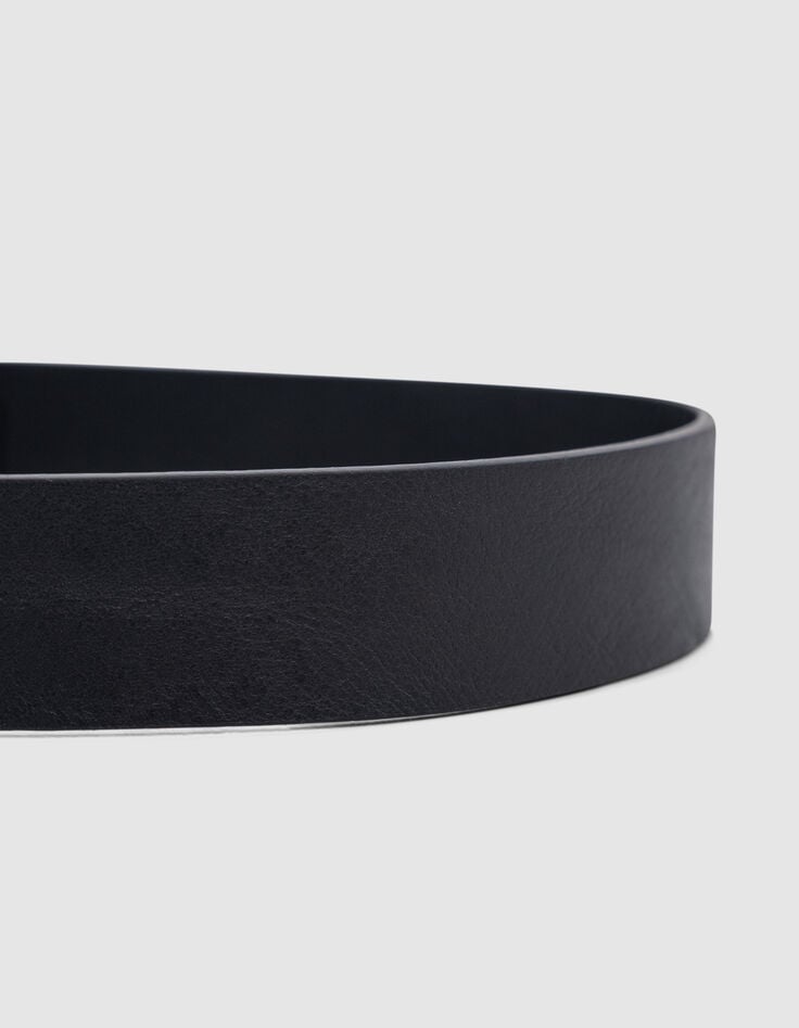 Ikks Ceinture Noire Cuir Détails Bagues Métal Femme