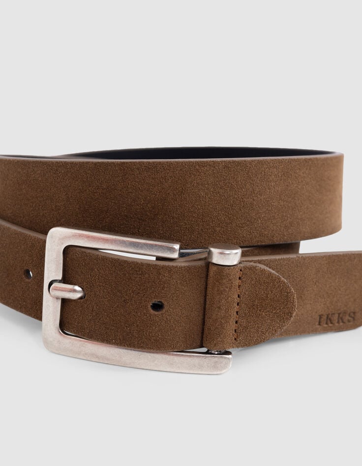 Ikks Ceinture Sable Cuir Velours Boucle Ouverte Femme