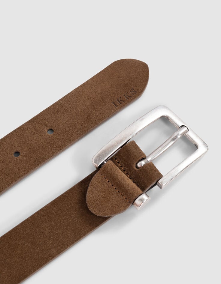 Ikks Ceinture Sable Cuir Velours Boucle Ouverte Femme