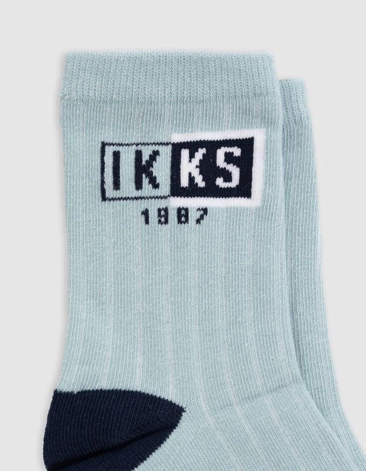 Ikks Chaussettes Marine Rayé Beige Et Vert D'eau Garçon
