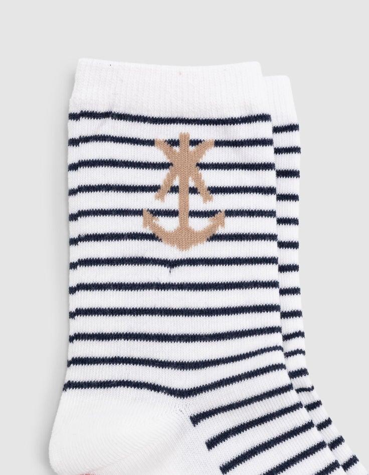 Ikks Chaussettes Marine Rayé Beige Et Vert D'eau Garçon