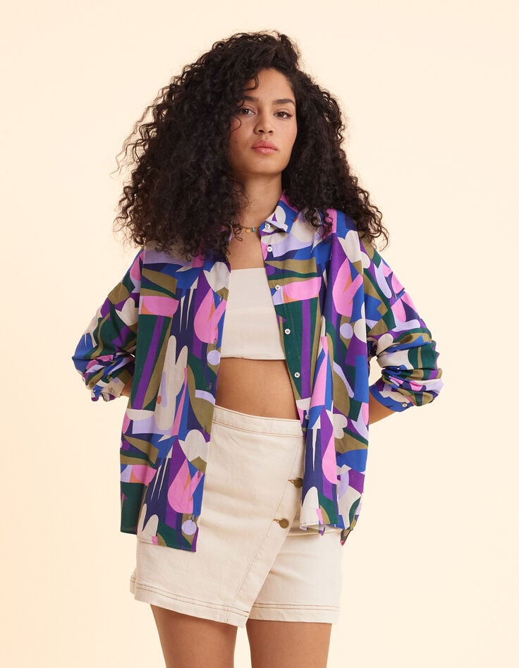 Ikks Chemise Beige Visuel Floral Graphique I.Code X THE FEEBLES