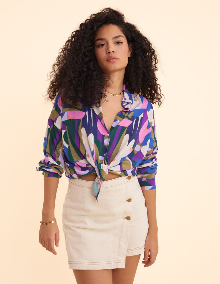 ikks Chemise beige visuel floral graphique I.Code x THE FEEBLES