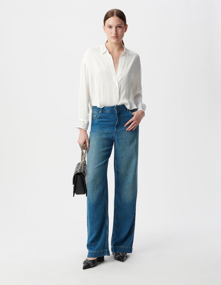 ikks Chemise blanc cassé recyclée décor clous et strass Femme