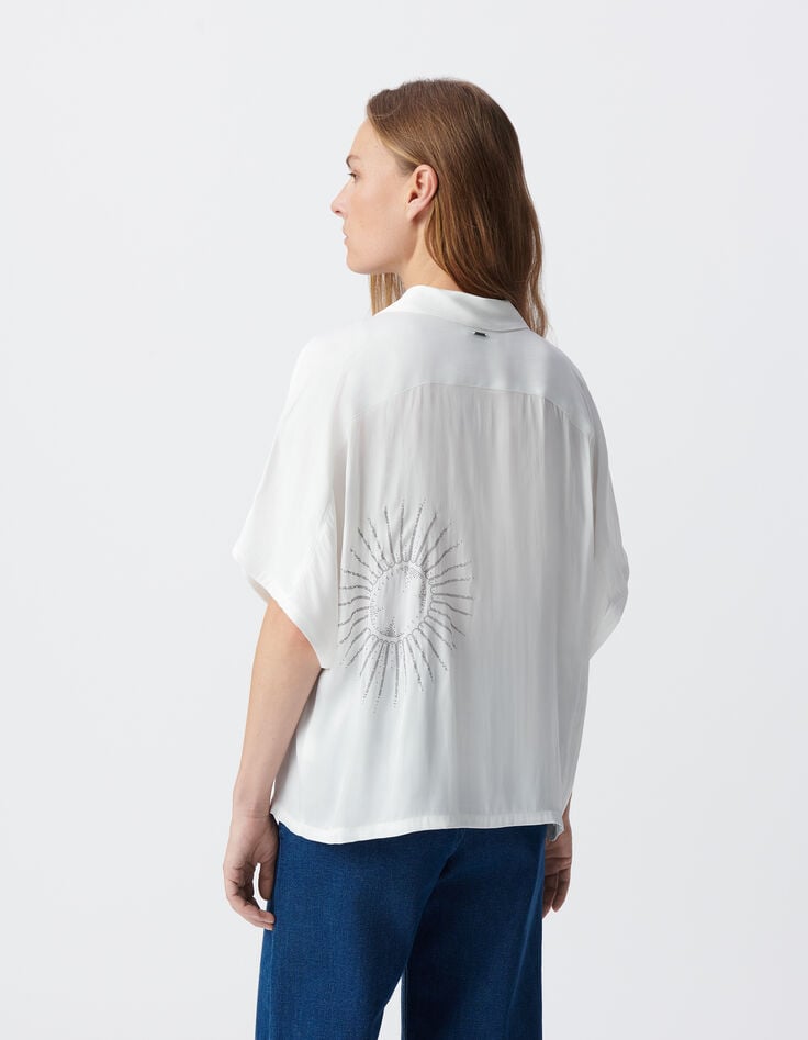 Ikks Chemise Blanche Froissée Dessins Cloutés Femme