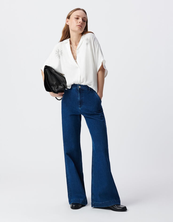 ikks Chemise blanche froissée dessins cloutés Femme