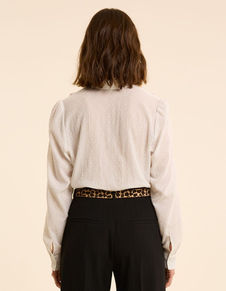 Ikks Chemise Blanche Plastron Plis Et Broderie Anglaise I.Code