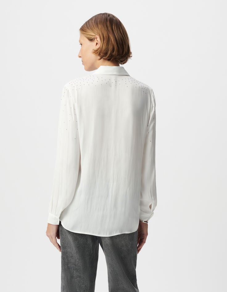 Ikks Chemise Blanche Polyester Recyclé Décor Strass Femme