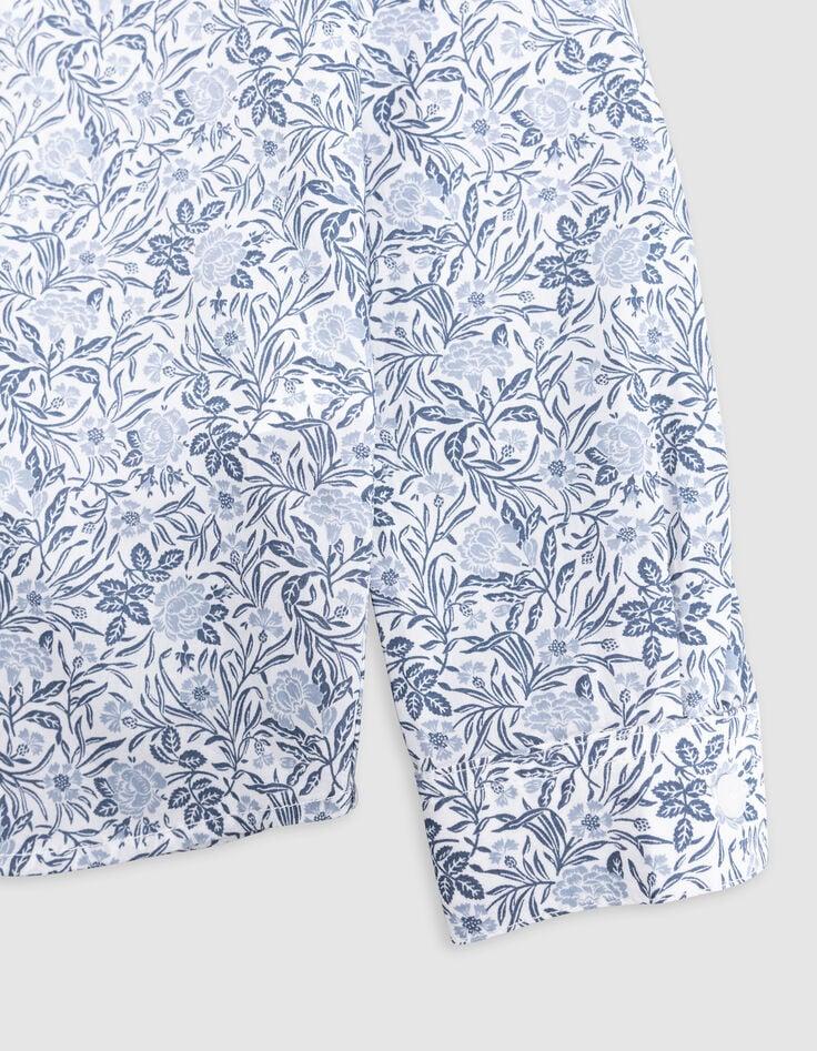 Ikks Chemise Blanche Tissu Liberty Motif Floral Garçon
