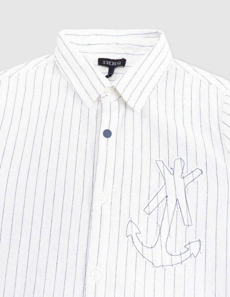 Ikks Chemise Crème Motifs Rayures Maxi Ancre Garçon