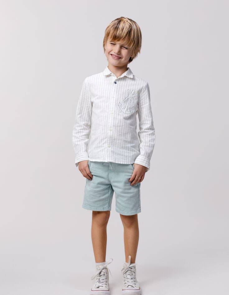 ikks Chemise crème motifs rayures maxi ancre garçon