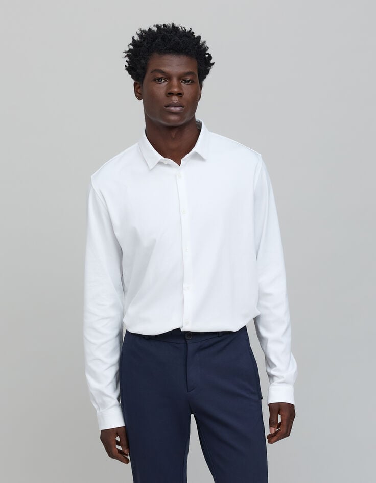 Ikks Chemise EASY Blanche ABSOLUTE DRY En Maille Homme