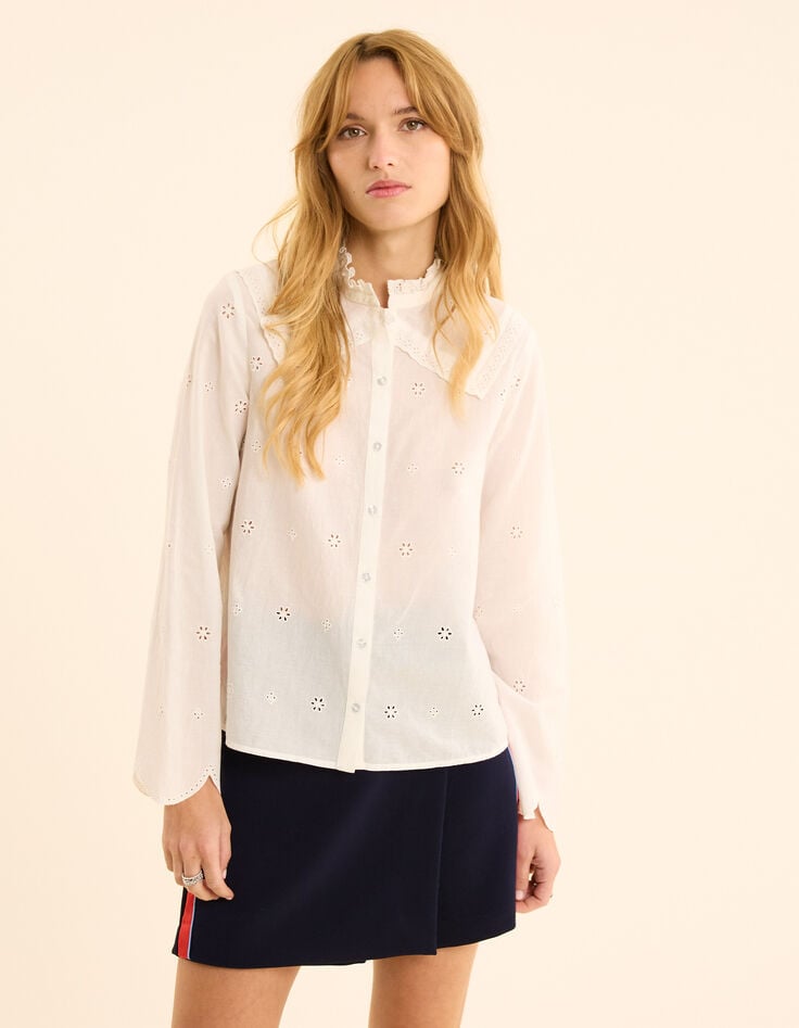 Ikks Chemise écrue Broderie Anglaise Col Cousu I.Code
