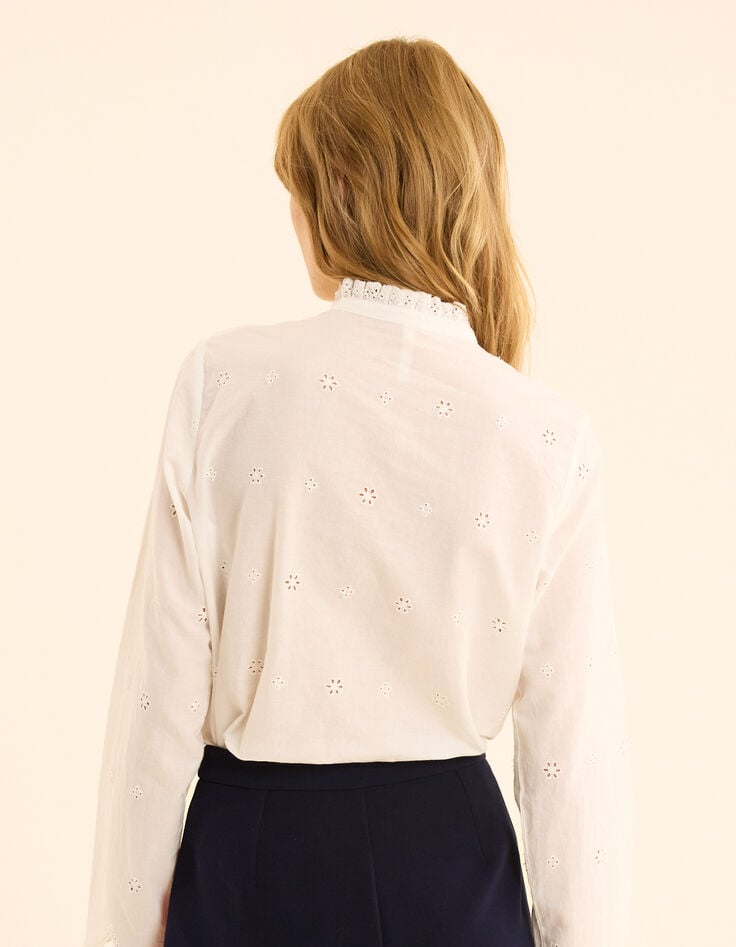 Ikks Chemise écrue Broderie Anglaise Col Cousu I.Code