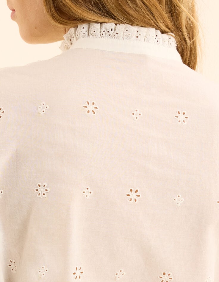 Ikks Chemise écrue Broderie Anglaise Col Cousu I.Code