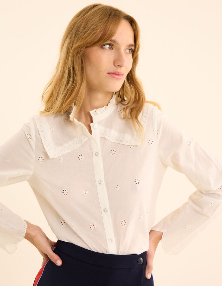 ikks Chemise écrue broderie anglaise col cousu I.Code