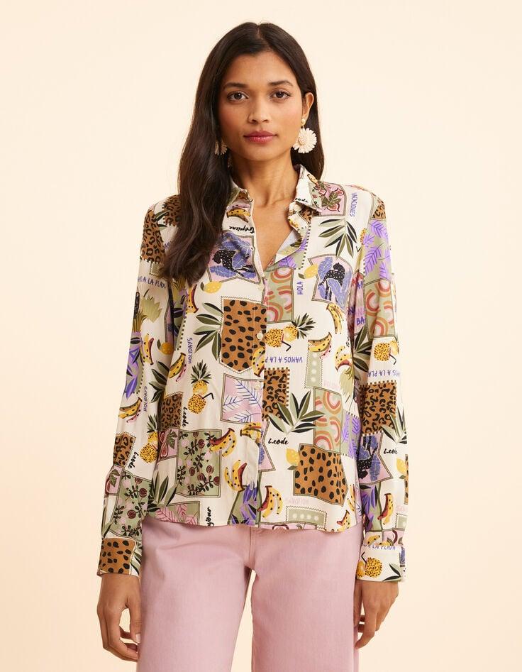 Ikks Chemise écrue Imprimé Patchwork Bananes I.Code