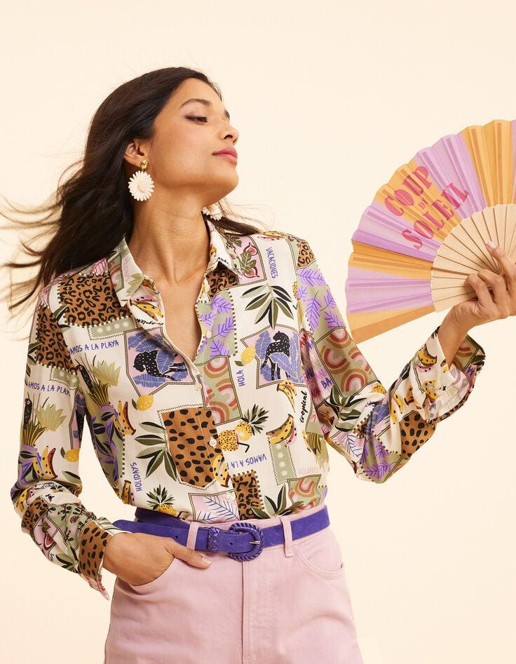 ikks Chemise écrue imprimé patchwork bananes I.Code