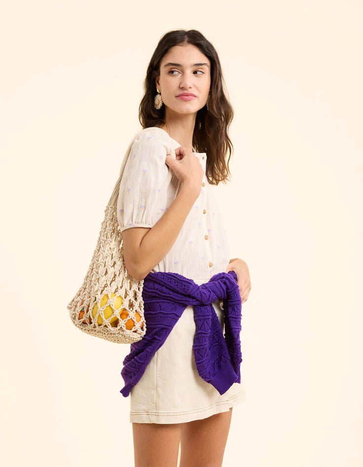 Ikks Chemise écrue Jacquard Broderies Palmiers I.Code