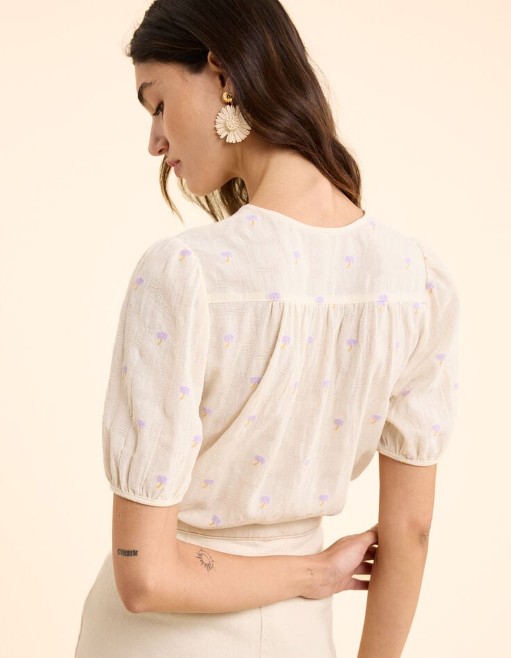 Ikks Chemise écrue Jacquard Broderies Palmiers I.Code