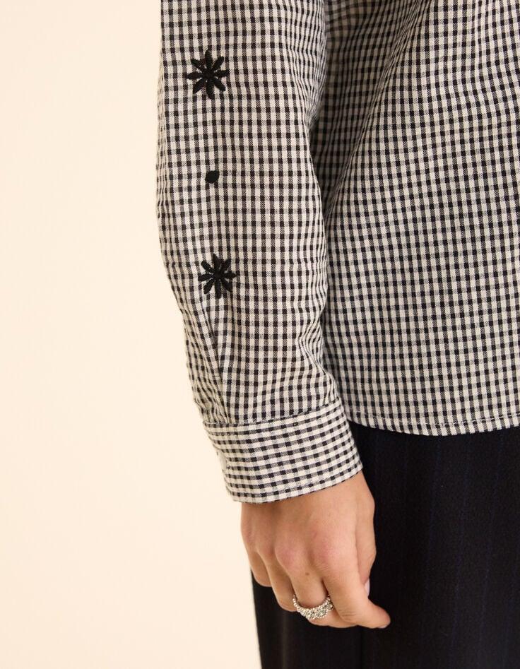 Ikks Chemise écrue Motif Vichy Manches Brodées Fleurs I.Code