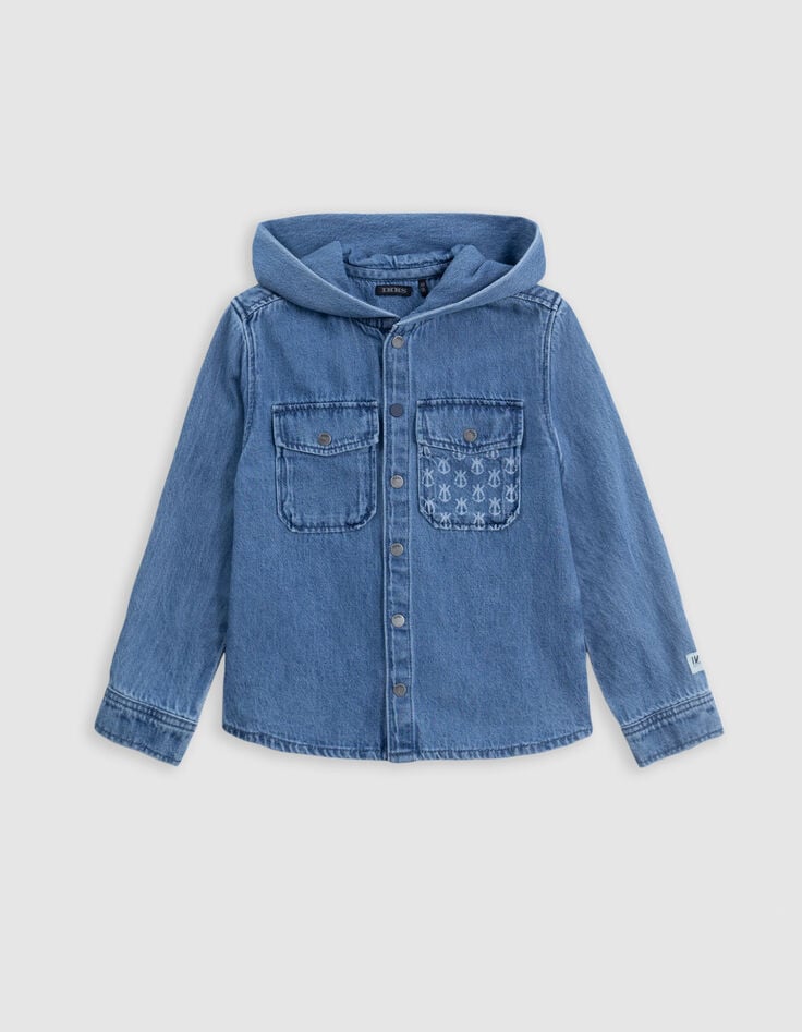 Ikks Chemise En Jean Bleu Waterless à Capuche Garçon