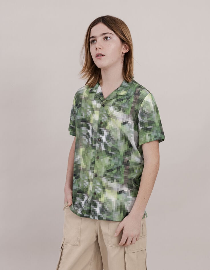 Ikks Chemise Kaki Imprimé Camouflage Pixellisé Garçon