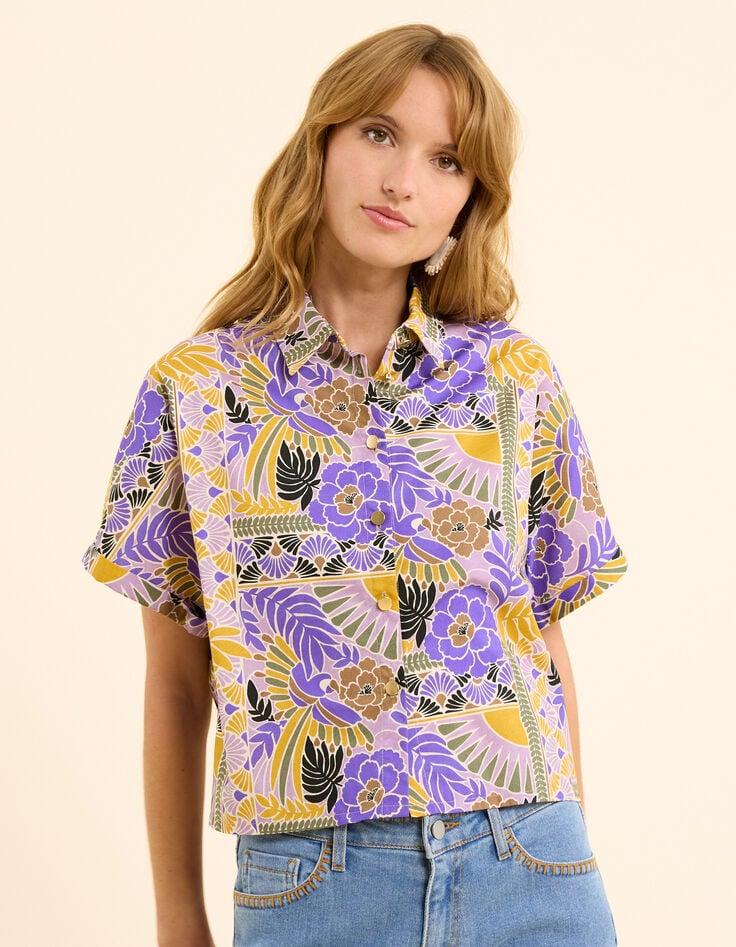 Ikks Chemise Manches Courtes Parme Imprimé Perroquets I.Code