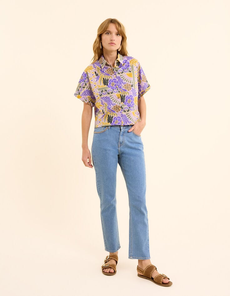 Ikks Chemise Manches Courtes Parme Imprimé Perroquets I.Code