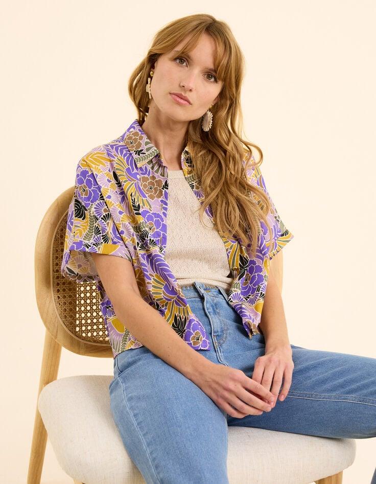 ikks Chemise manches courtes parme imprimé perroquets I.Code