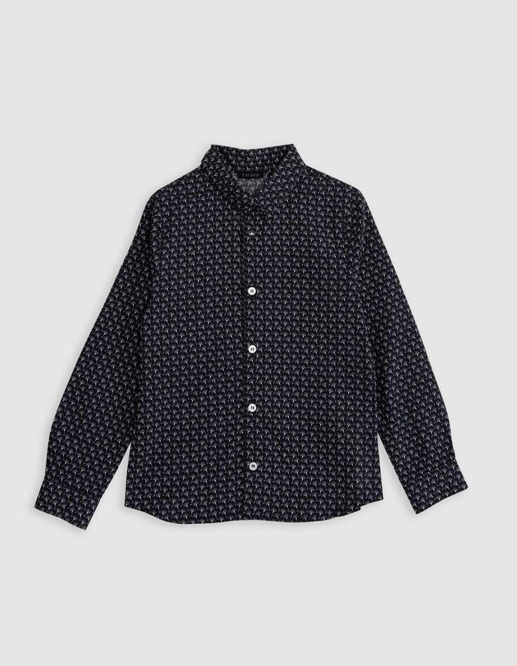 ikks Chemise noire tissu Liberty motif fleurs garçon