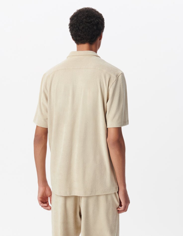 Ikks Chemise REGULAR Beige éponge Manches Courtes Homme