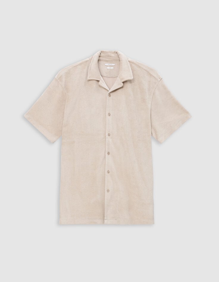 Ikks Chemise REGULAR Beige éponge Manches Courtes Homme