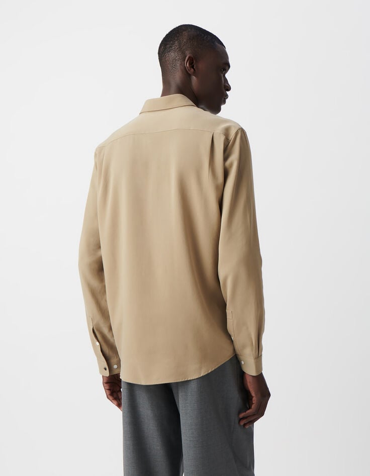 Ikks Chemise REGULAR Beige Lyocell® LENZING™ ECOVERO™ Homme