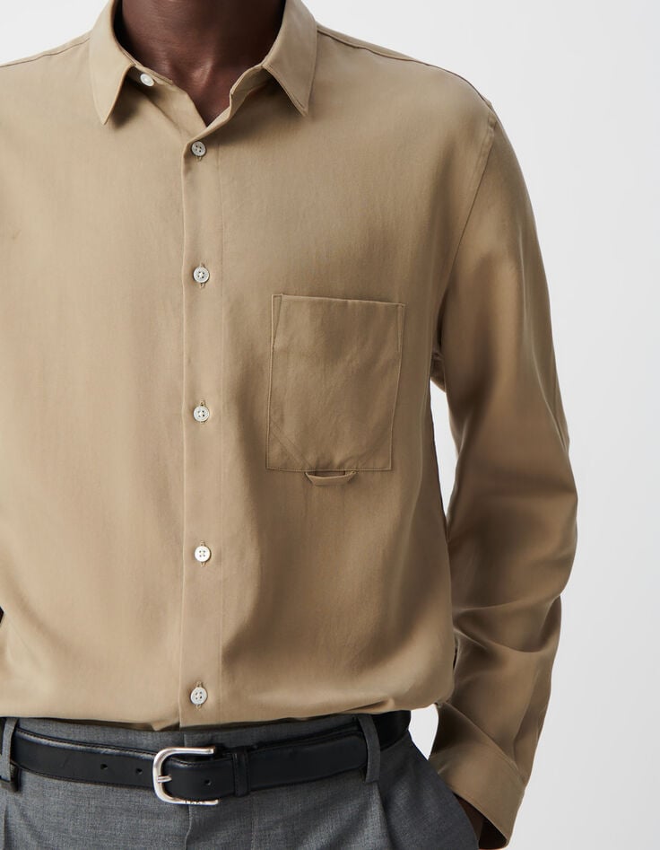 Ikks Chemise REGULAR Beige Lyocell® LENZING™ ECOVERO™ Homme