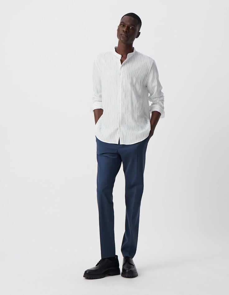 ikks Chemise REGULAR blanche broderies rayures orage Homme