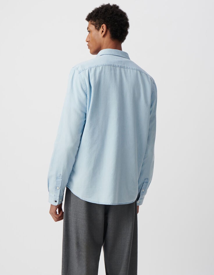 Ikks Chemise REGULAR Bleue Coton Et Lyocell® Homme