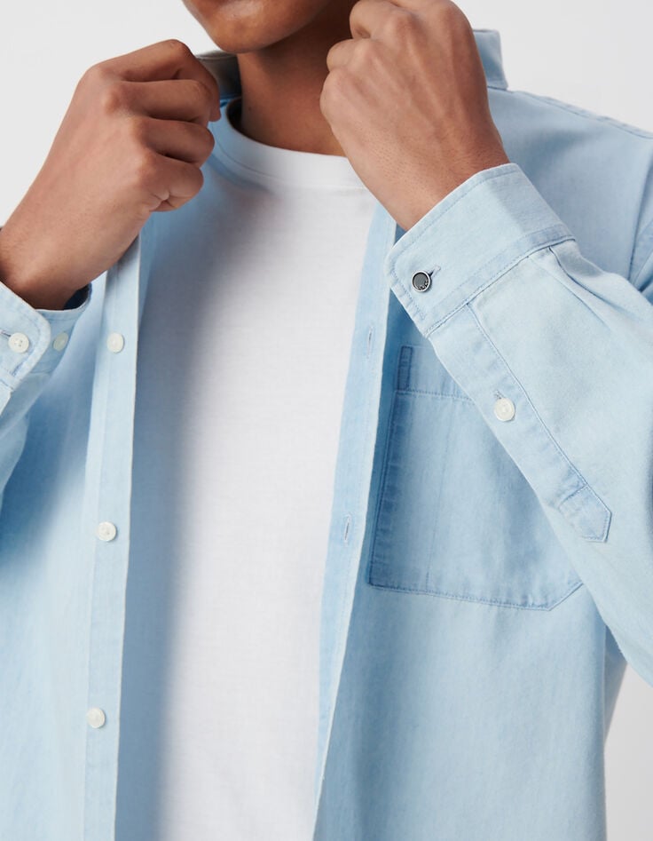 Ikks Chemise REGULAR Bleue Coton Et Lyocell® Homme