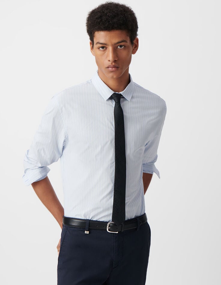 Ikks Chemise REGULAR Ciel Coton Bio Motif Rayures Homme