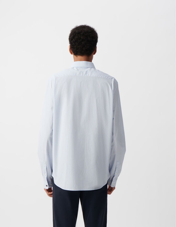 Ikks Chemise REGULAR Ciel Coton Bio Motif Rayures Homme