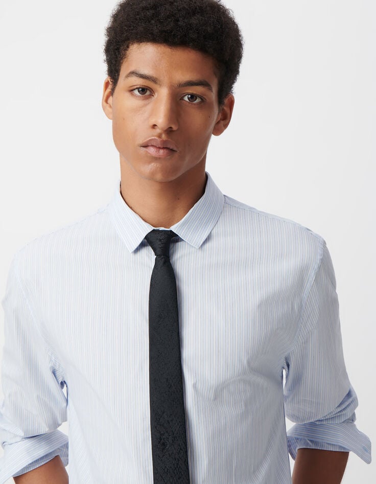 Ikks Chemise REGULAR Ciel Coton Bio Motif Rayures Homme