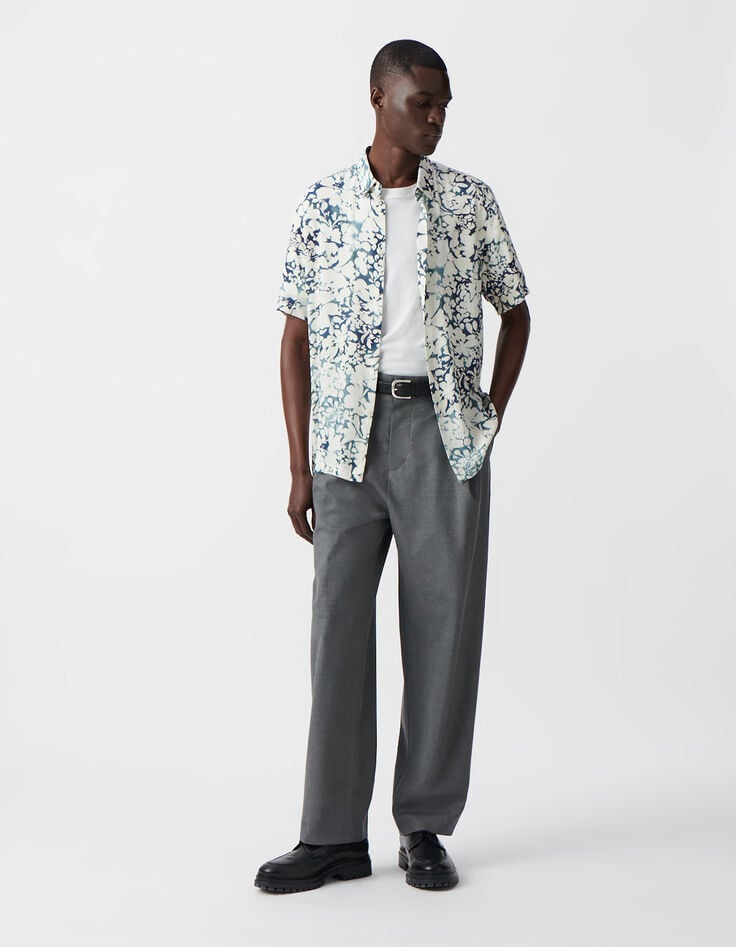 Ikks Chemise REGULAR Encre LENZING™ ECOVERO™ Floral Aquarellé Homme