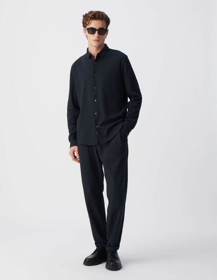 Ikks Chemise REGULAR Marine Manches Longues Interlock Homme