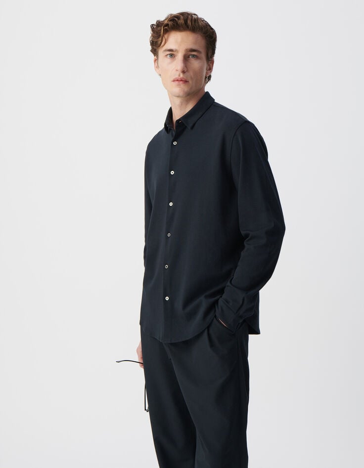 ikks Chemise REGULAR marine manches longues Interlock Homme