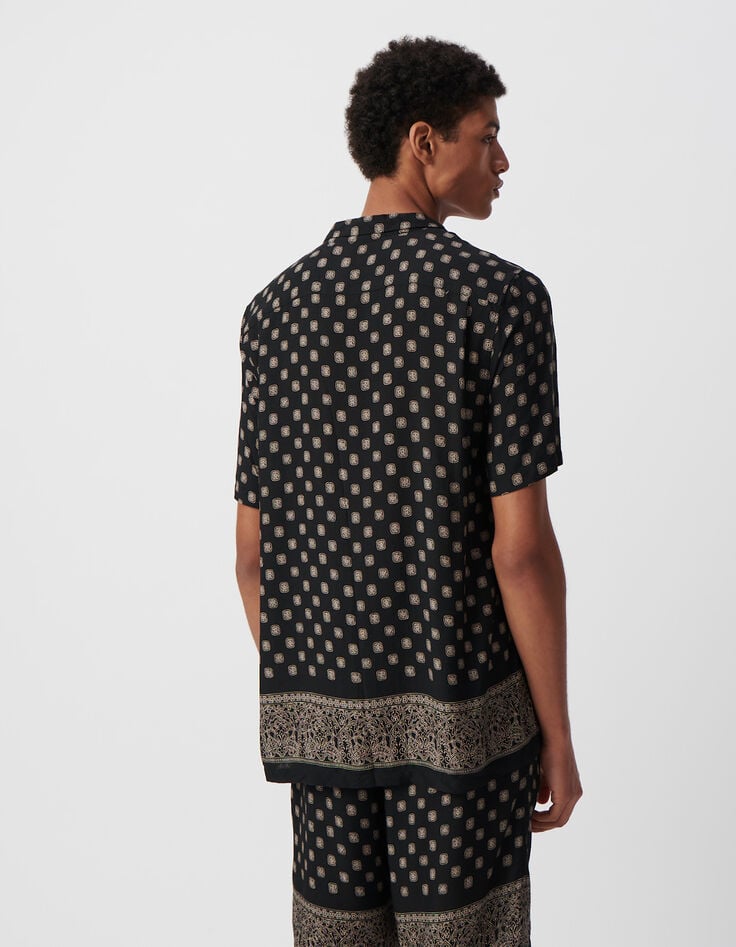 Ikks Chemise REGULAR Noire Imprimé Motifs Balinais Homme