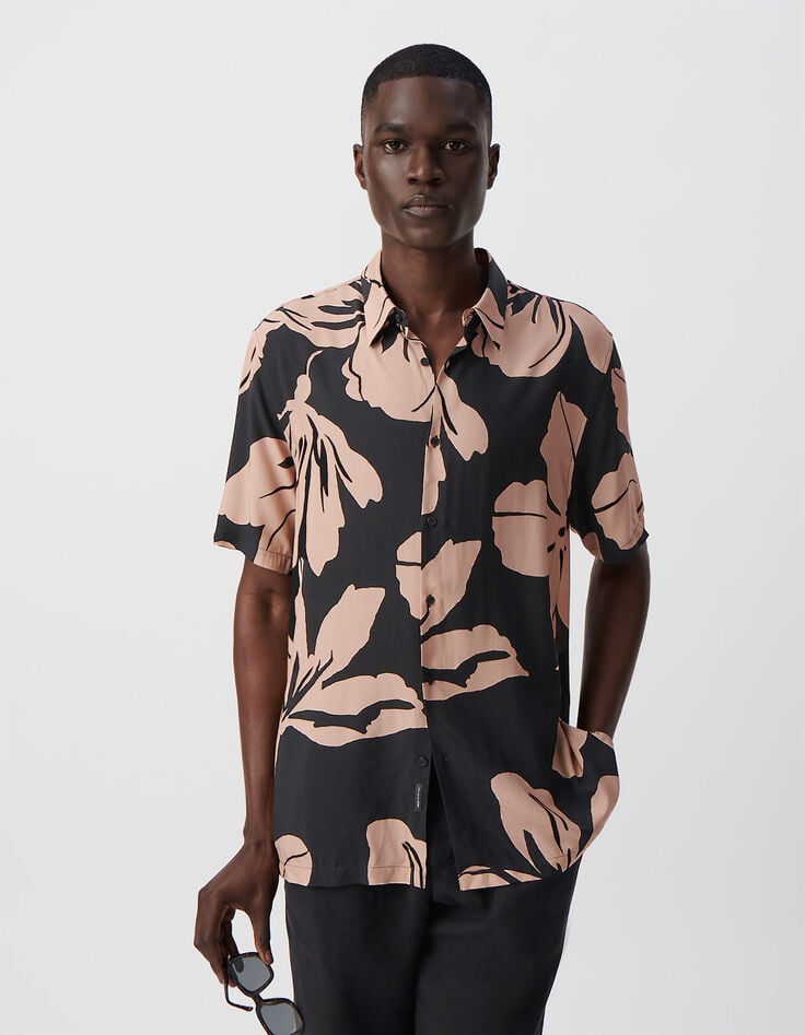 Ikks Chemise REGULAR Rose LENZING™ ECOVERO™ Maxi Fleurs Homme