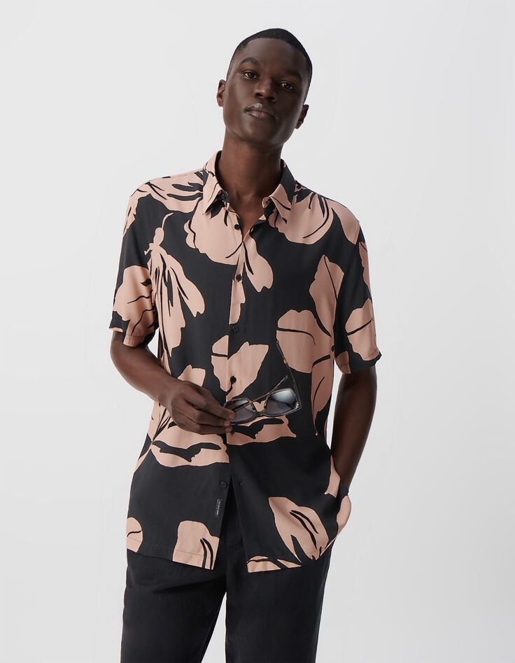 Ikks Chemise REGULAR Rose LENZING™ ECOVERO™ Maxi Fleurs Homme