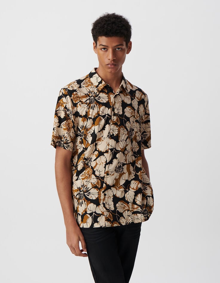 Ikks Chemise REGULAR Safran Imprimé Maxi Fleurs Homme